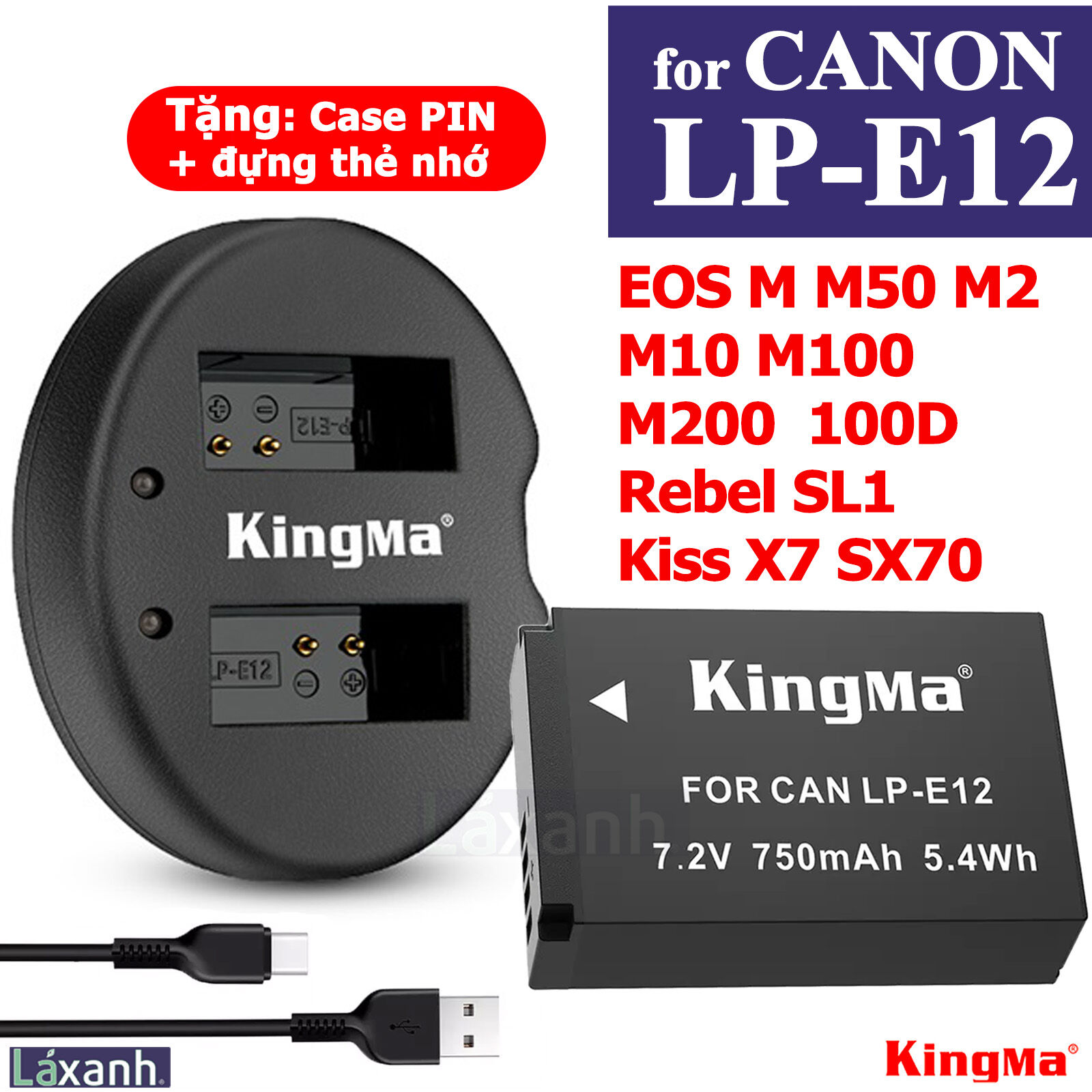 Canon lp-e12 | pin và sạc máy ảnh kingma canon eos m m50 m2 m10 m100 m200 100d rebel sl1 sx70 canon lp-e12 lpe12 lp e12 kingma canon lpe12 lp e12