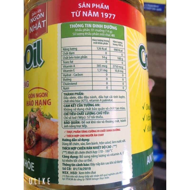 Dầu Thực vật Cooking Oil Tường an 1L