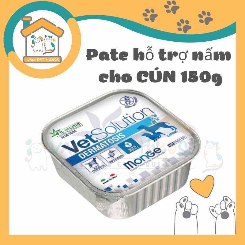 Pate Monge VetSolution Dermatosis cho Chó 150g - Hỗ trợ nấm, viêm da và rụng lông.