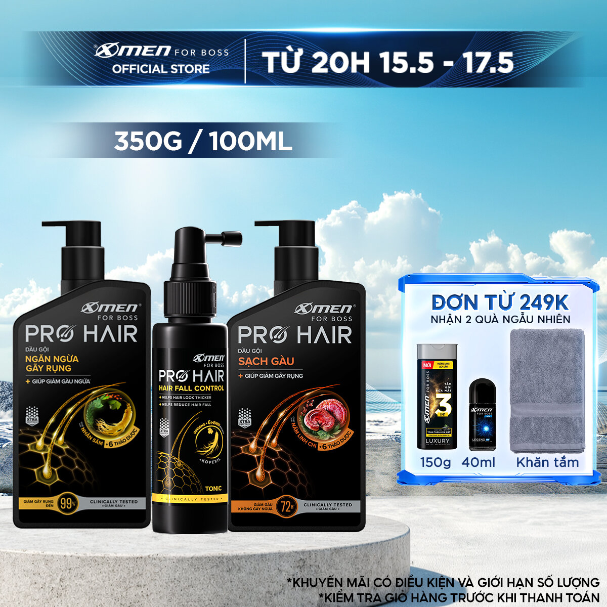 [MỚI][COMBO MUA 1 TẶNG 1] Dầu gội thảo dược Xmen for Boss Pro Hair Ngăn gãy rụng tóc/Sạch Gàu 350g + Tặng Lăn Legend 40ml - Chiết xuất thảo dược