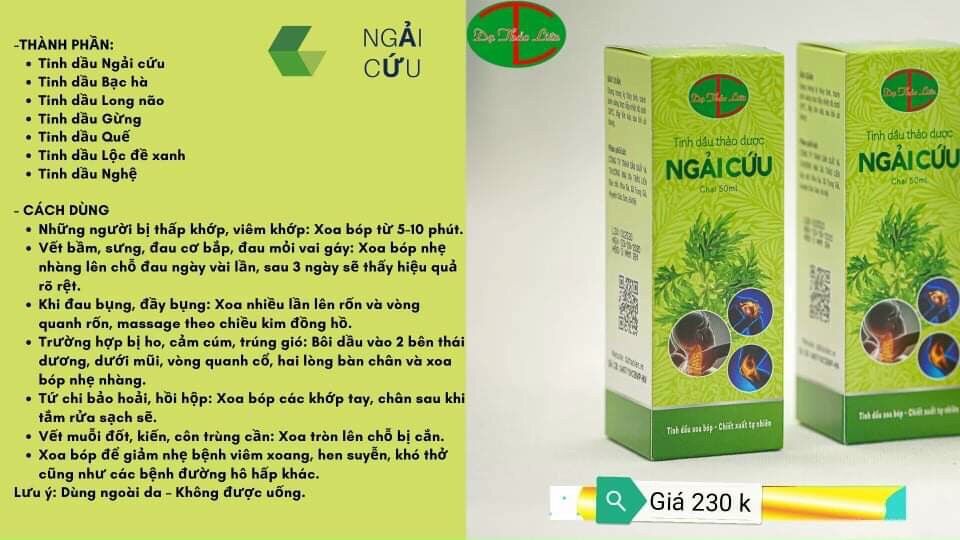 [Tặng 1 Con Lăn Massage] Tinh Dầu Ngải Cứu 50ml - Dạ Thảo Liên