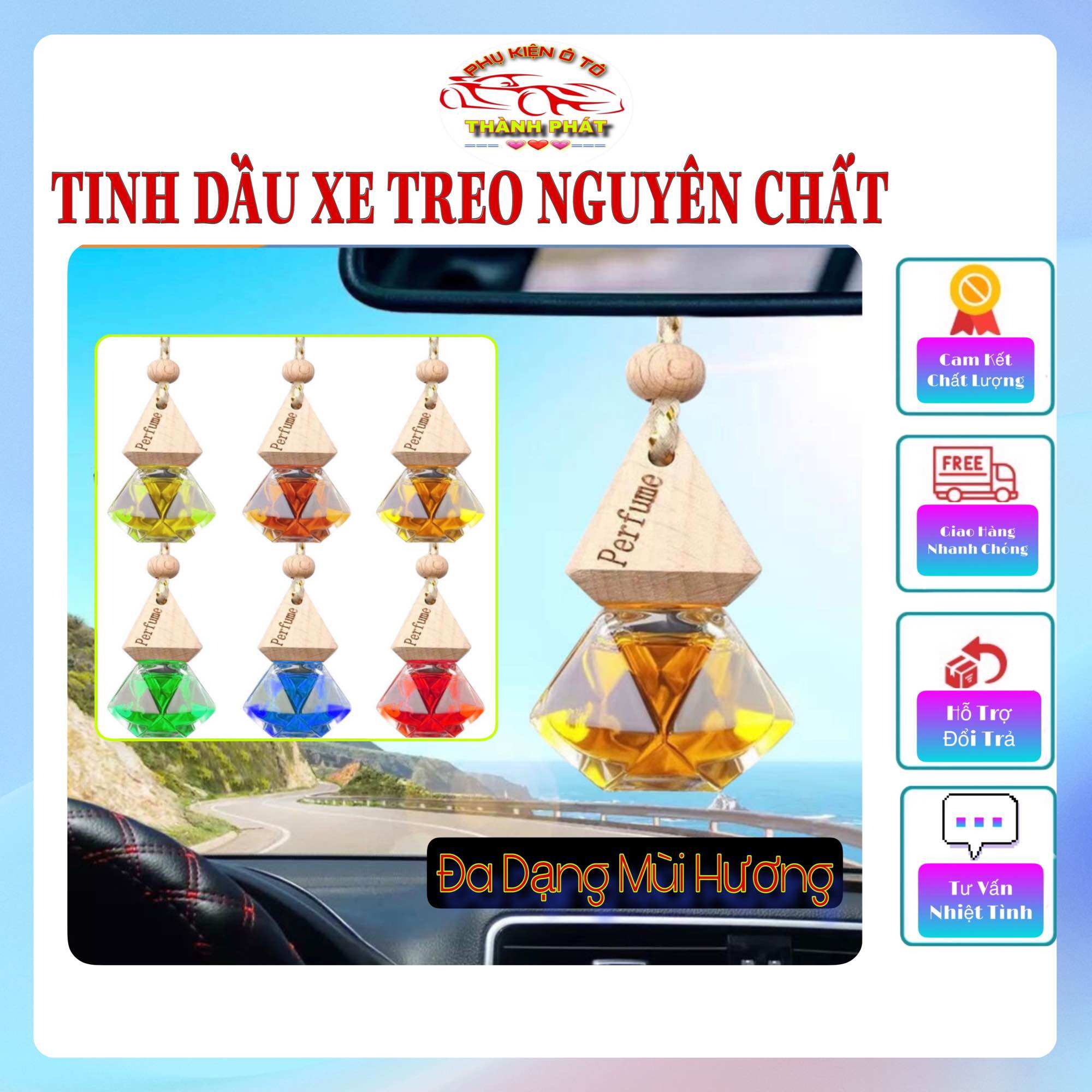 Tinh dầu nước hoa nguyên chất treo phòng, treo tủ, treo ô tô cao cấp khử mùi chống say xe chiết xuất 100% từ thiên nhiên