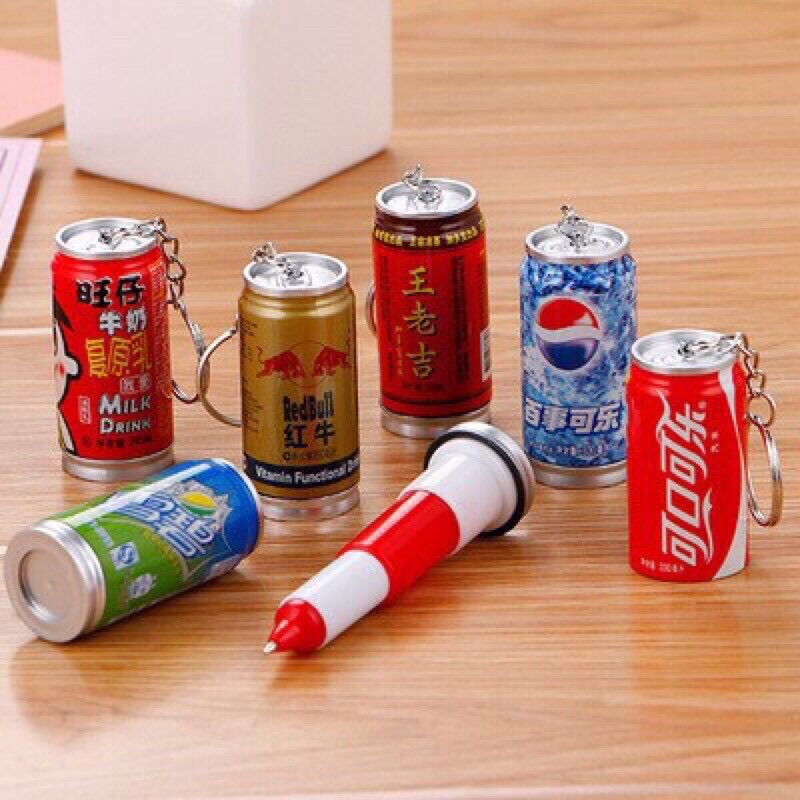 Móc khoá lon nước ngọt kèm bút bi