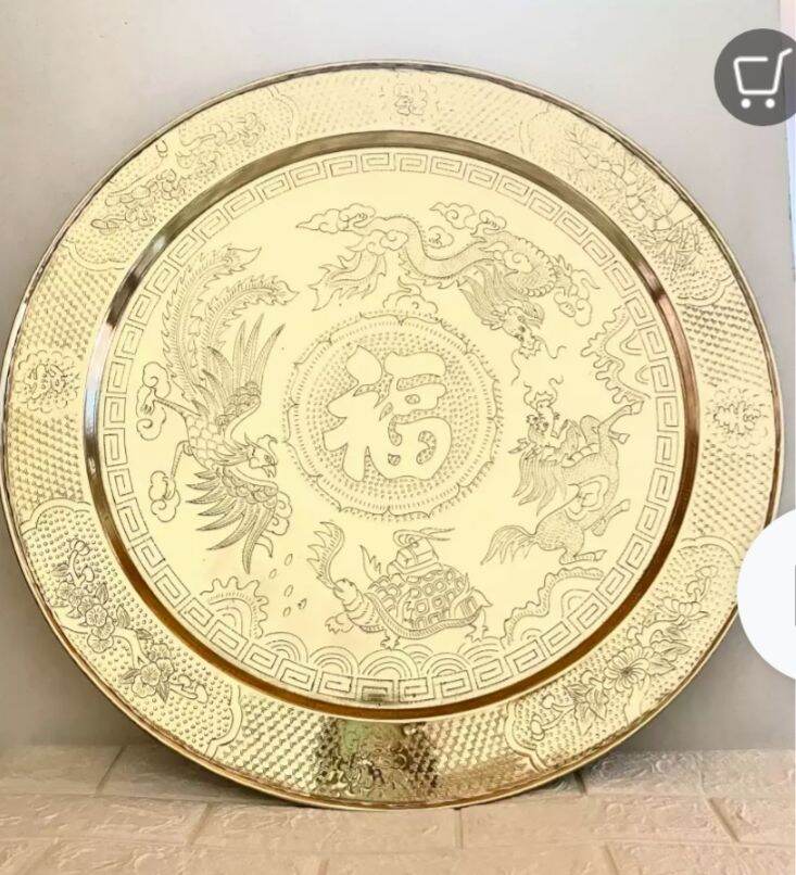 MÂM Đồng 60cm  trạm hoa văn ( long ly quy phụng)
