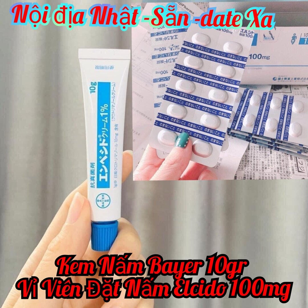 [Viên Kem Bayer] Viên Đặt Elcido 100mg Và Kem Bayer 10gr Nhật Bản