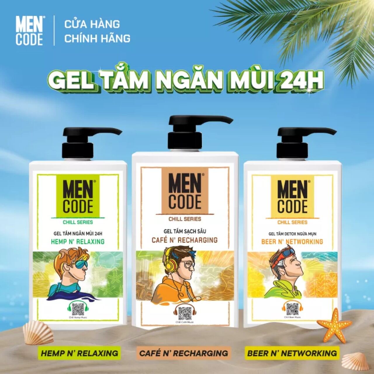 Gel tắm men code ngăn mùi 24h 630ml