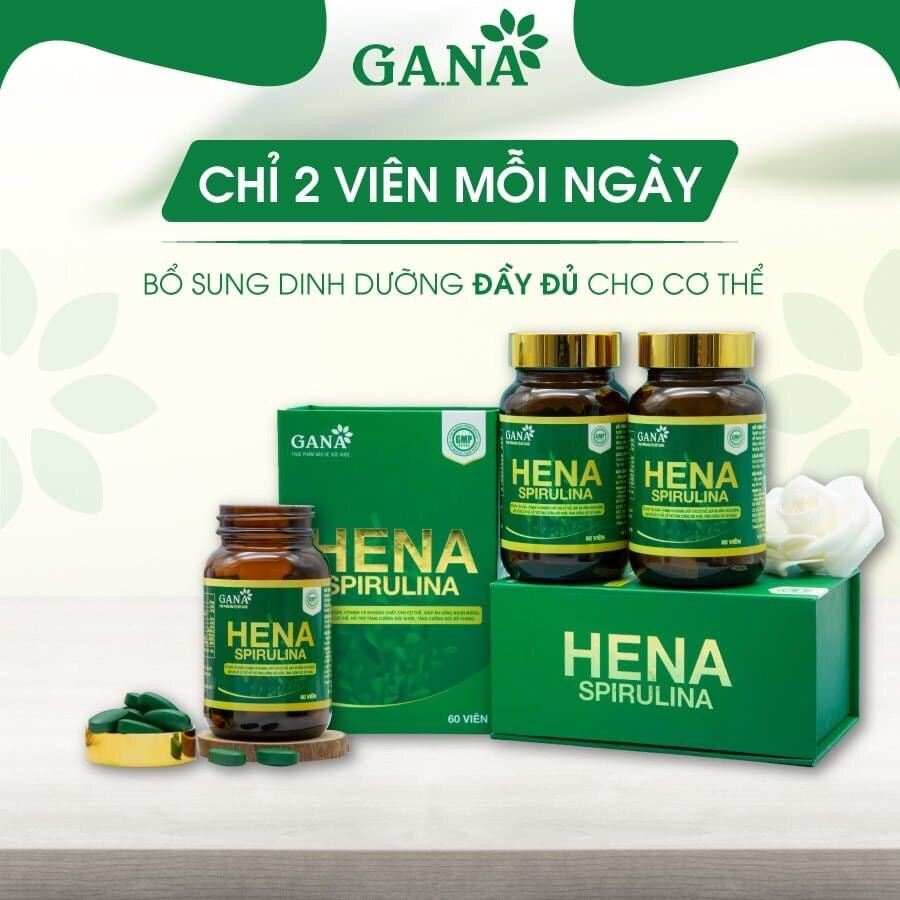 TẢO XOẮN HENA SPIRULINA Chính hãng. hộp 60 viên tăng cường sức khoẻ