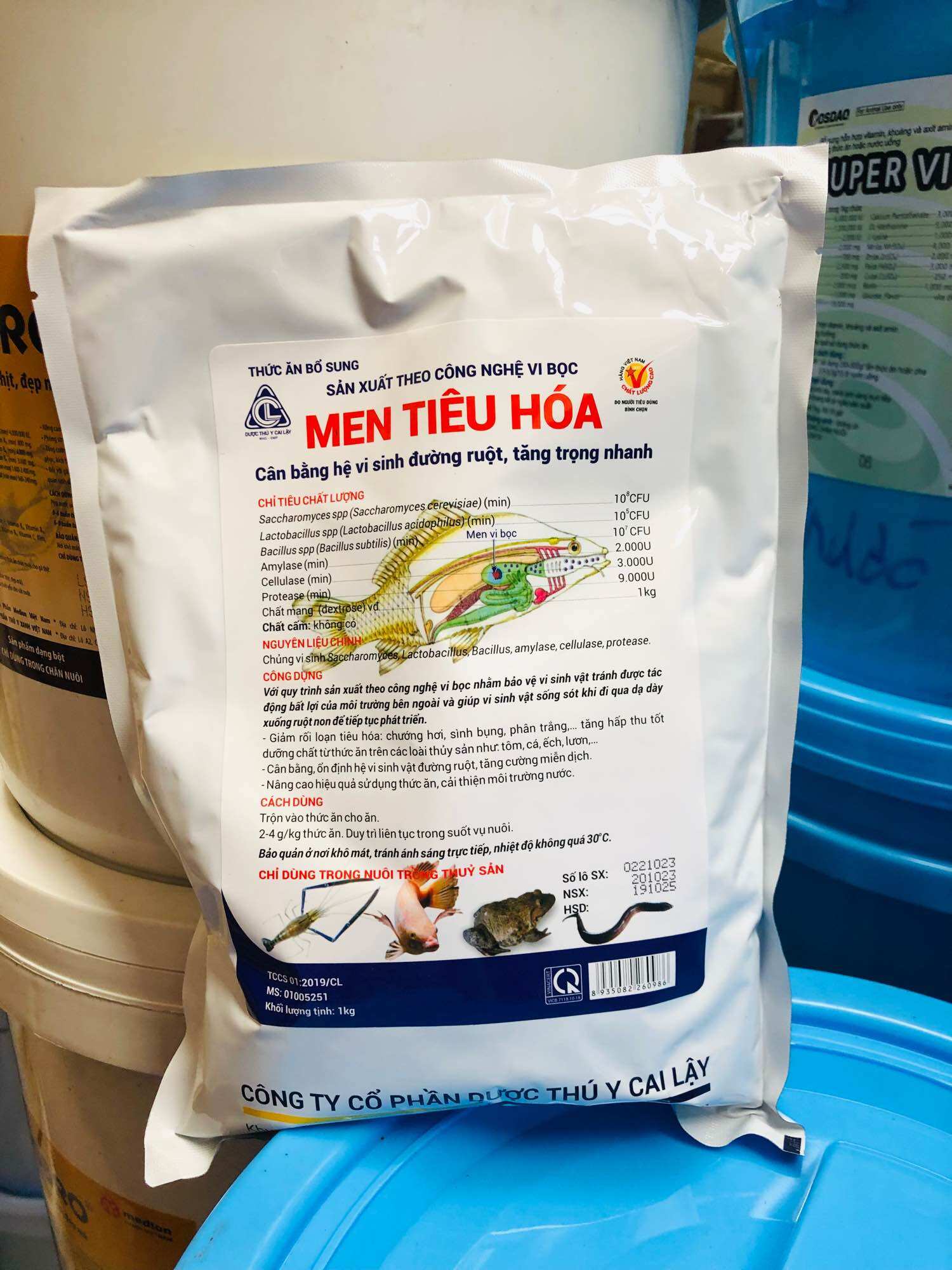 Men tiêu hoá cho cá ếch lươn ốc 1kg Mekovet.