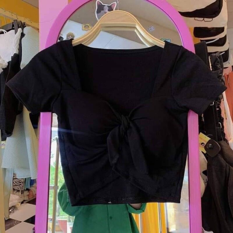ÁO CROPTOP THẮT NƠ NGỰC - ÁO THUN BORIP