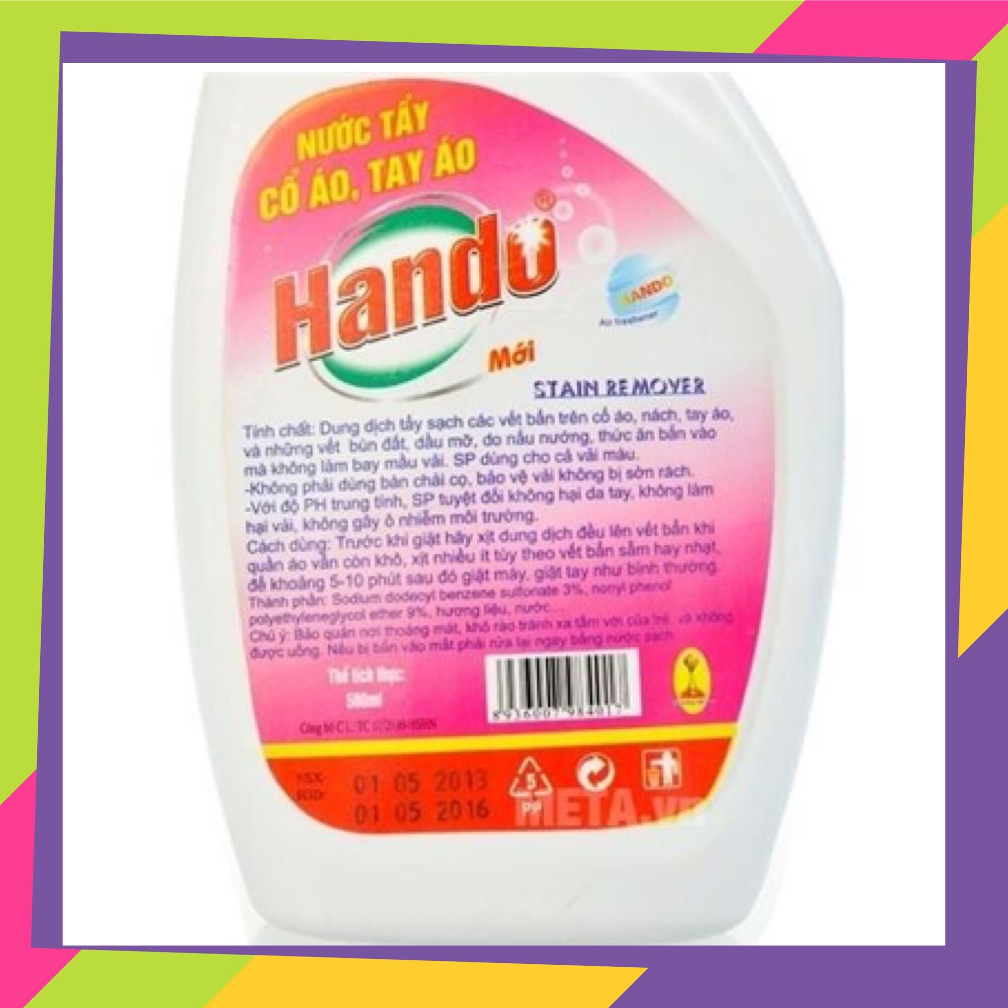 [TẨY CỔ ÁO] Nước tẩy trắng cổ áo, tay áo Hando 500ml