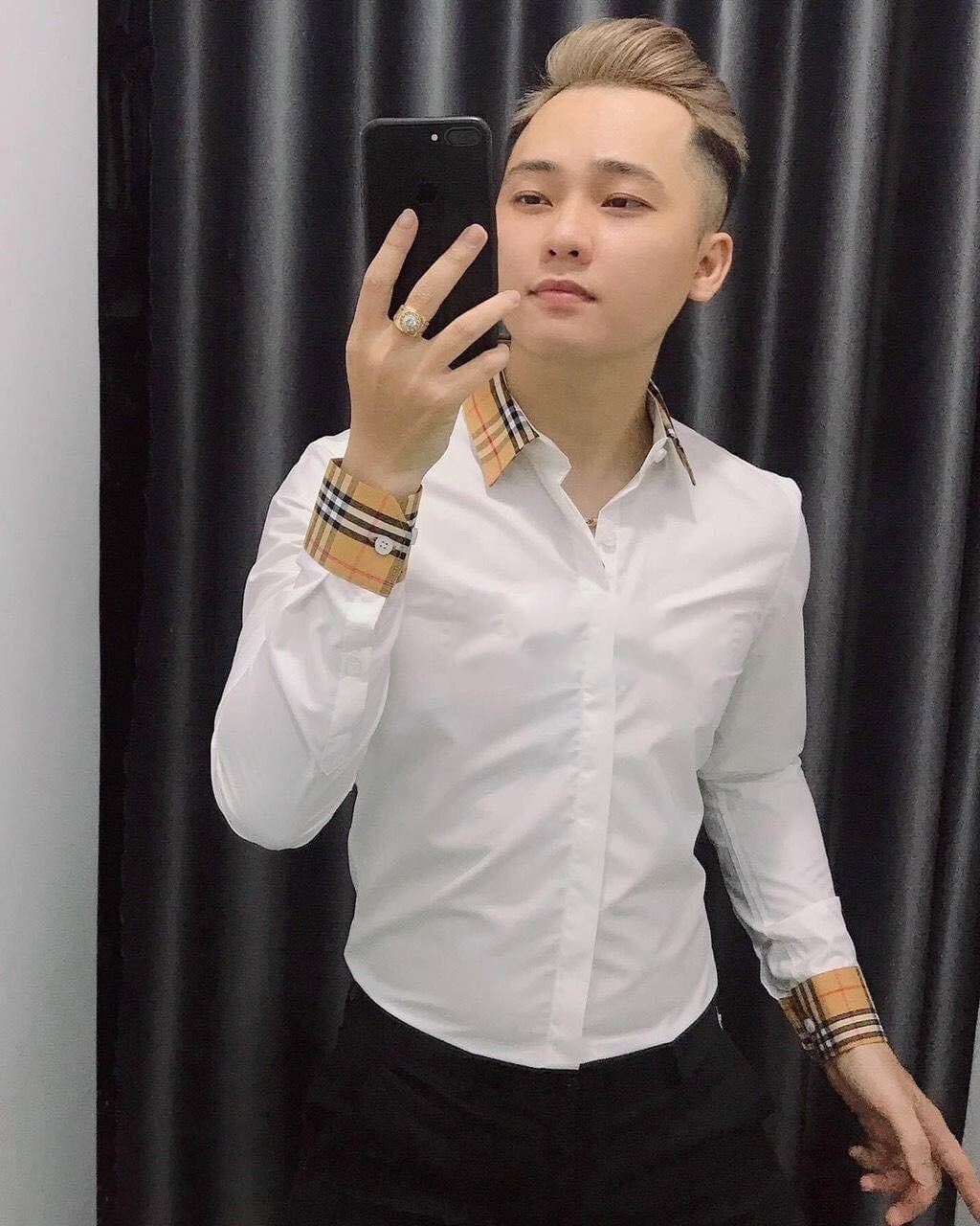 Áo sơ mi nam BBR trắng dài tay phối họa tiết in nhiệt mẫu mới nhất cao cấp AHFASHION