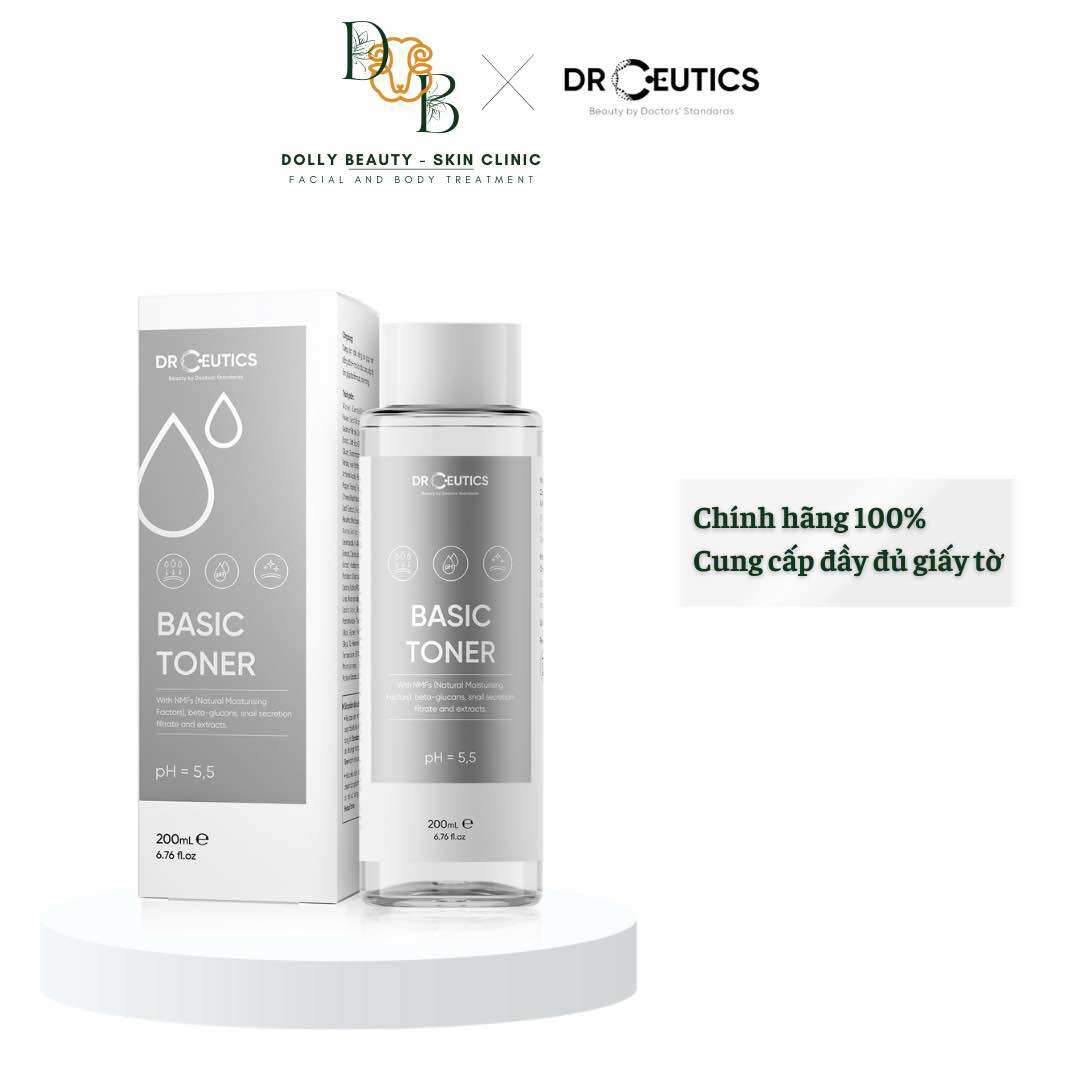 Dung dịch cân bằng độ pH BASIC TONER của DrCeutics - Chăm sóc da mặt - Nước hoa hồng và Xịt khoáng - pH 5.5 - 200ml - Chính hãng 100% - Cung cấp đầy đủ giấy tờ