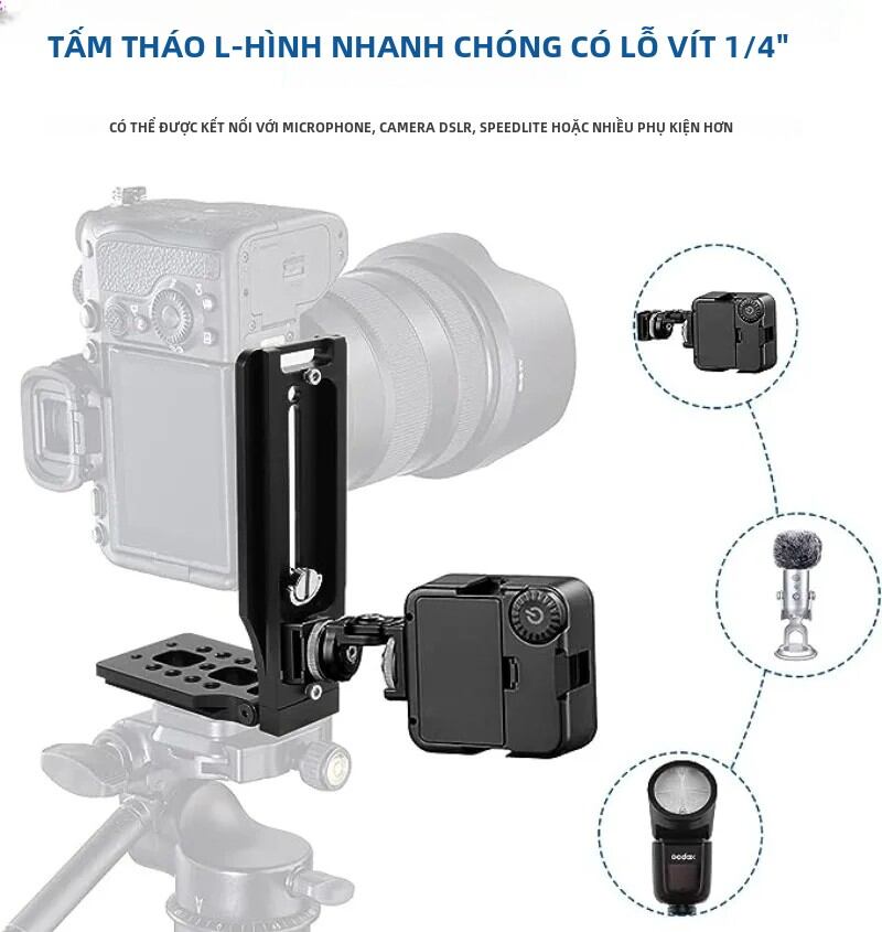 Giá Đỡ Chữ L Đa Năng, Tháo Lắp Nhanh, Tấm L Cho Máy Ảnh, Vít 1/4 Inch, Tương Thích Với Máy Quay Video Dọc, Tương Thích Với Nikon, Canon, Sony, Fuji