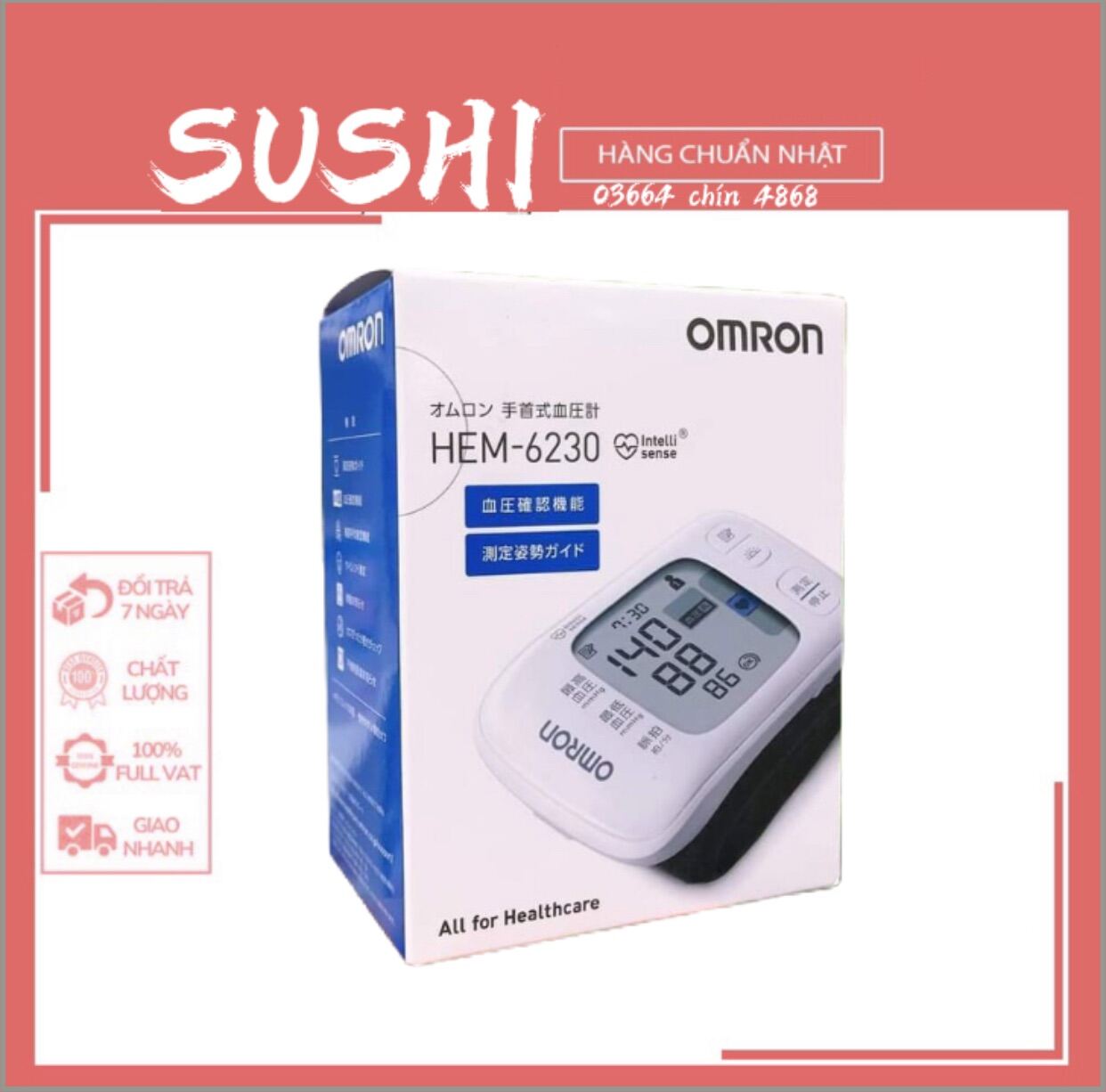 Máy đo huyết áp Omron HEM -6230 đo cổ tay Nhật bản nội địa