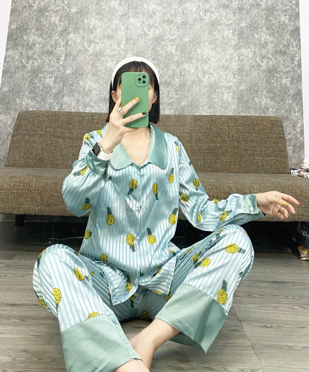 Bộ pijama lụa phi bóng loại 1