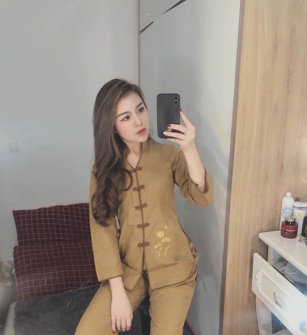 đồ bộ nữ đi chùa#đồ phật tử#sẩm thêu sen