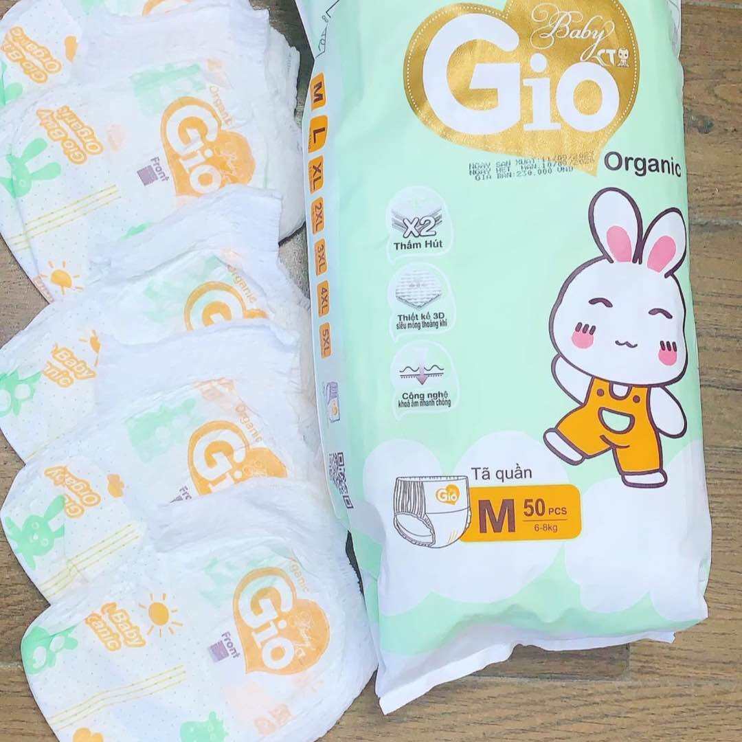 Sỉ từ 1 bịch tã quần BabyGio Organic 50 miếng cho bé từ 5-23kg