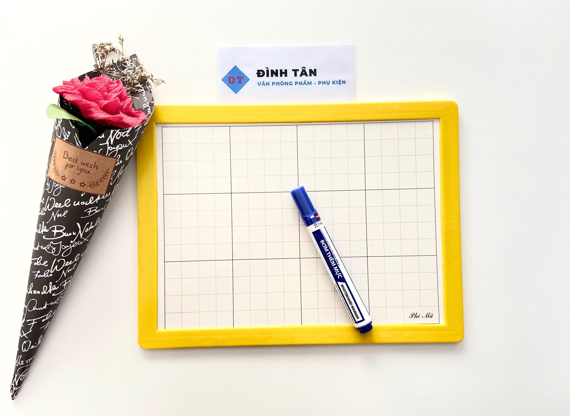 - bộ bảng phi mã 2 mặt trắng đen kèm bút lông - miếng lau bảng - văn phòng phẩm đình tân
