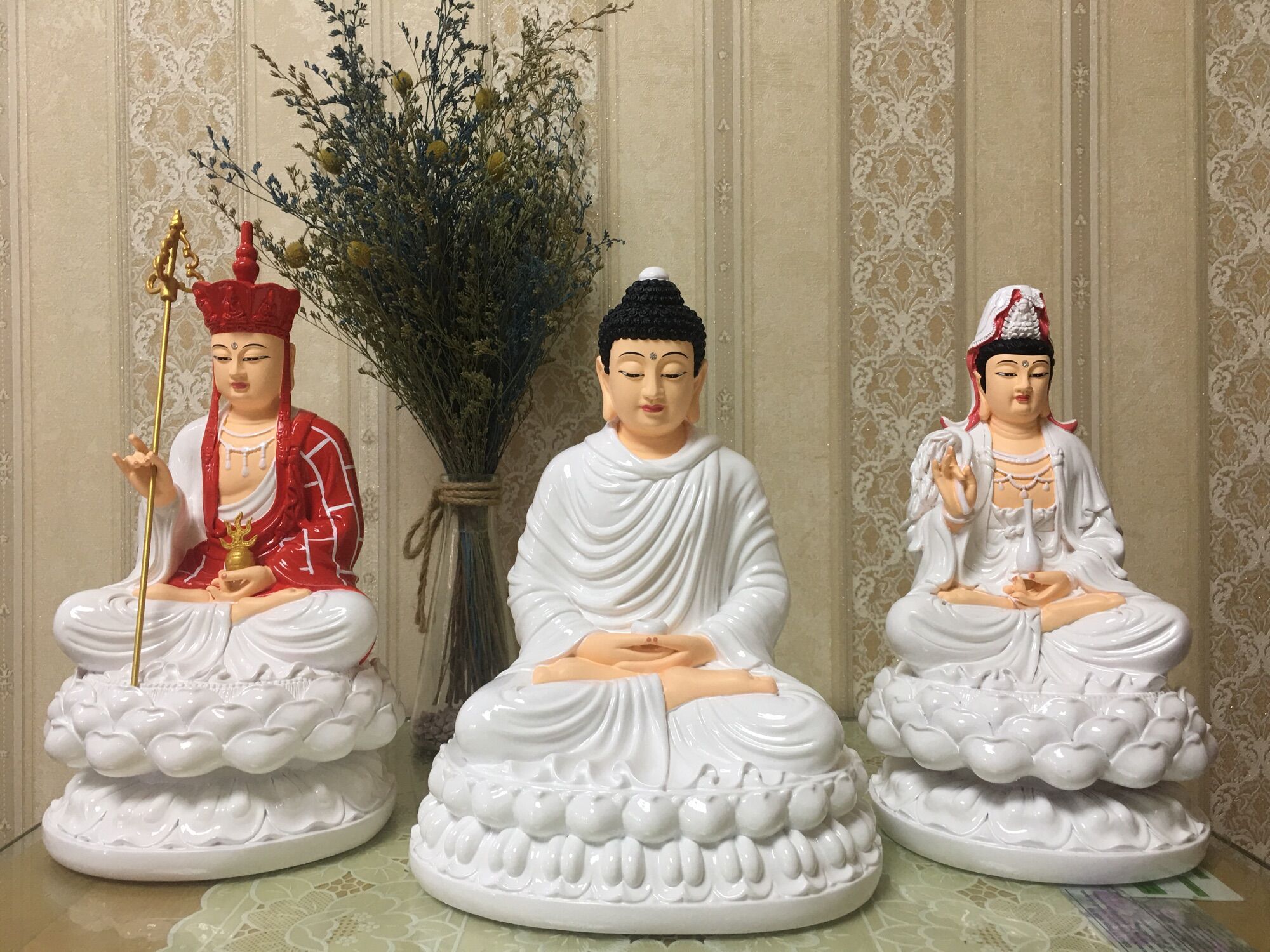 [HCM]Bộ tượng Tam Thế Phật/Ta Bà ngồi 30cm