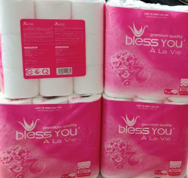 9 CUỘN GIẤY VỆ SINH BLESS YOU CÓ LÕI