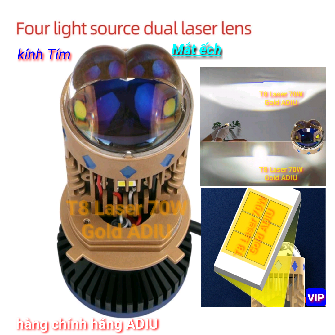 Bi cầu mini T8 mắt ếch trợ pha Laser 70W H4 cắt sáng chống chói giá 1 bóng