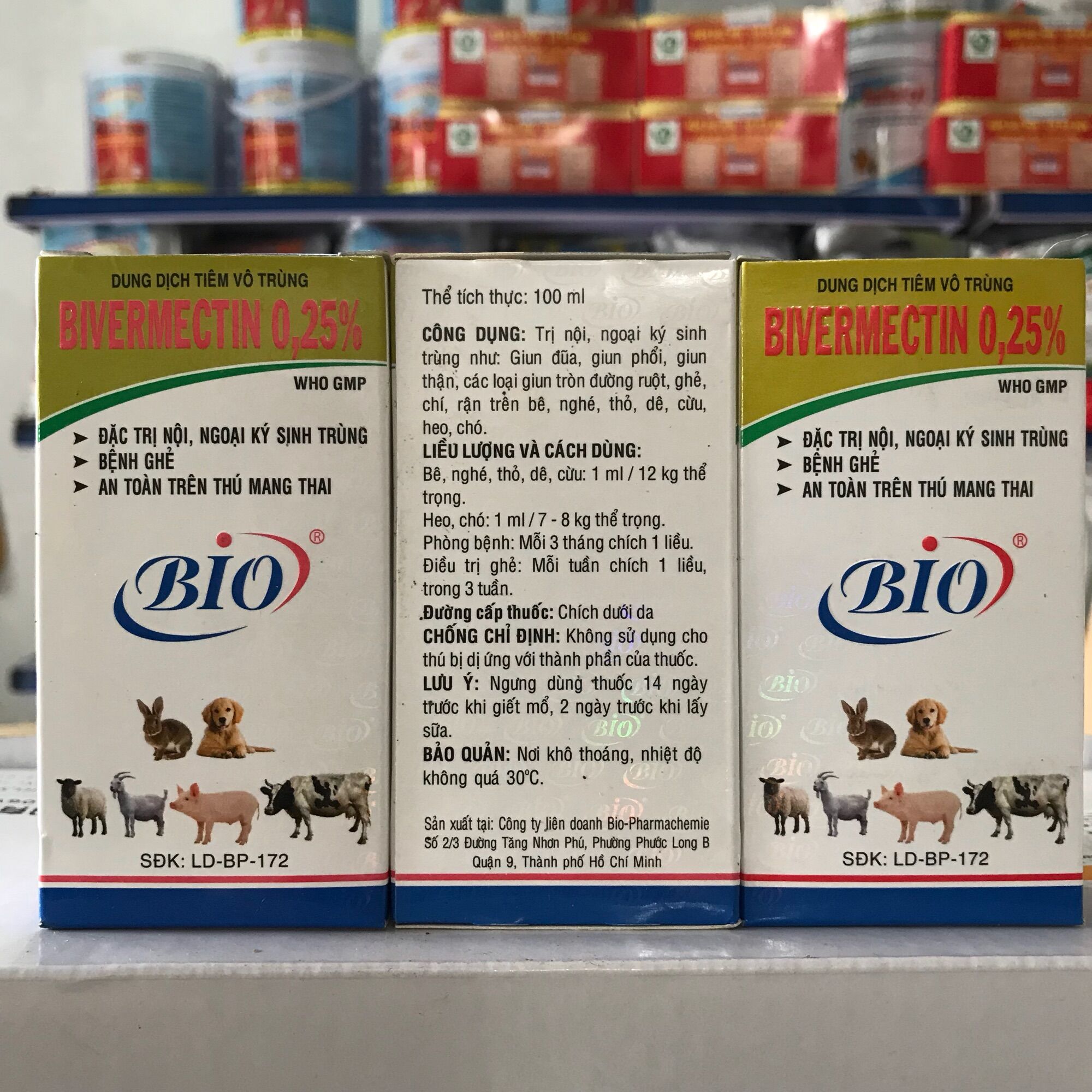 Bivermectin 100ml tẩy giun sán vật nuôi