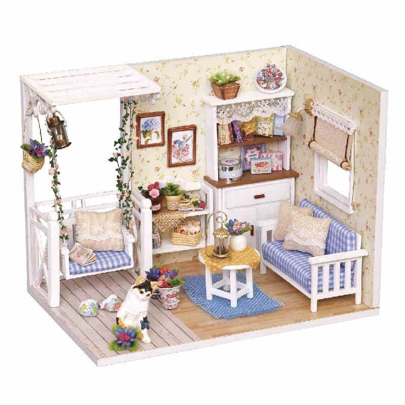 Kèm mica và keo dán - mô hình nhà gỗ búp bê lắp ráp diy - h013 kitten diary