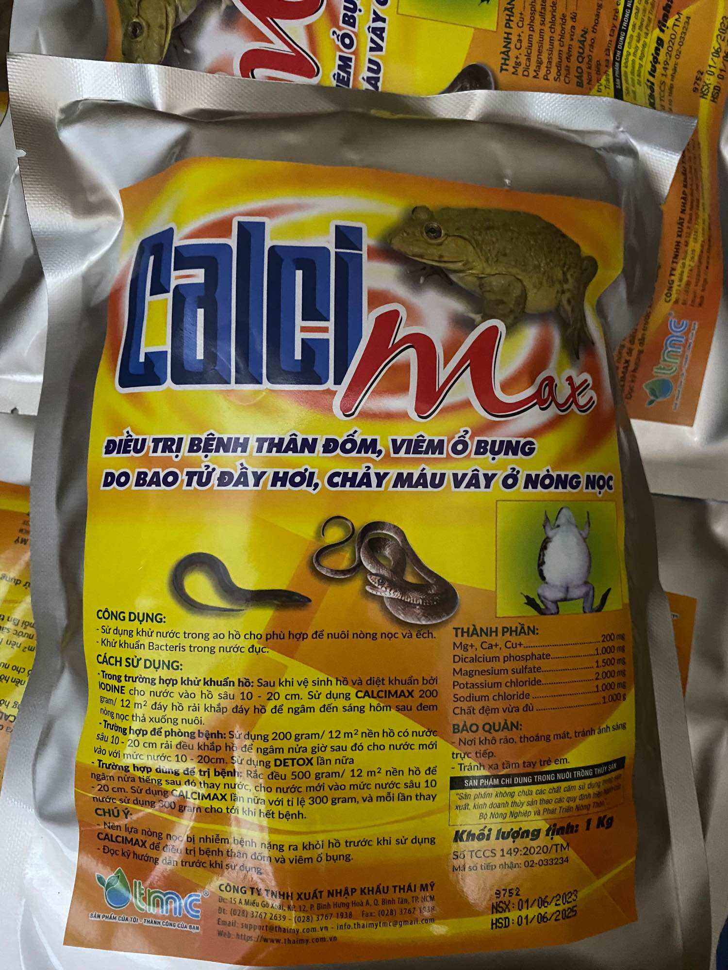 Combo 5 gói Calci max 1kg ấp trứng, ương bột lươn và nòng nọc