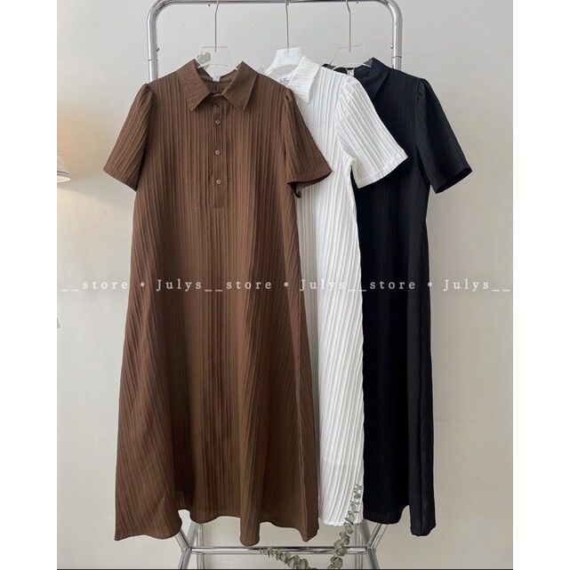 Váy polo cổ đức gân dáng dài xoè basic kèm váy 2 dây Pea Store (ảnh thật)