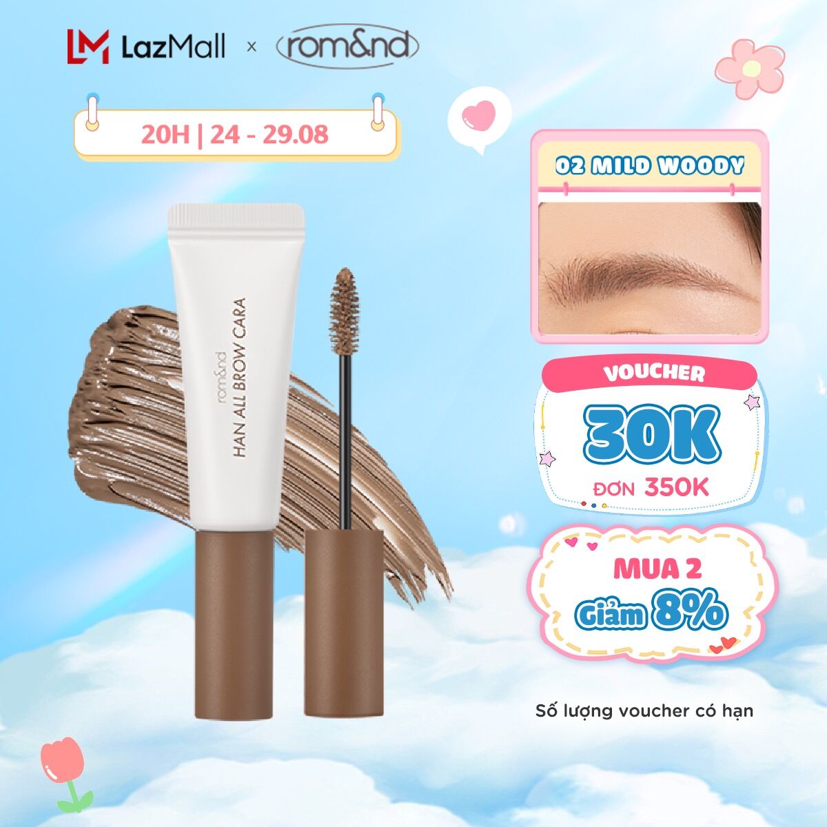 Mascara chân mày siêu tự nhiên, bền màu, lâu trôi romand han all brow cara
