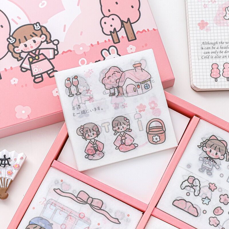 [BLOOMSOM] Hộp 100 tờ stickers giấy dễ thương siêu hịn