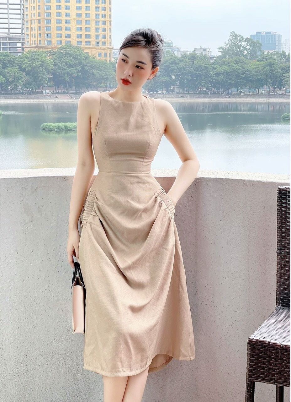 Đầm thiết kế 2 túi sườn phong cách , tôn dáng hàng sẵn đủ size