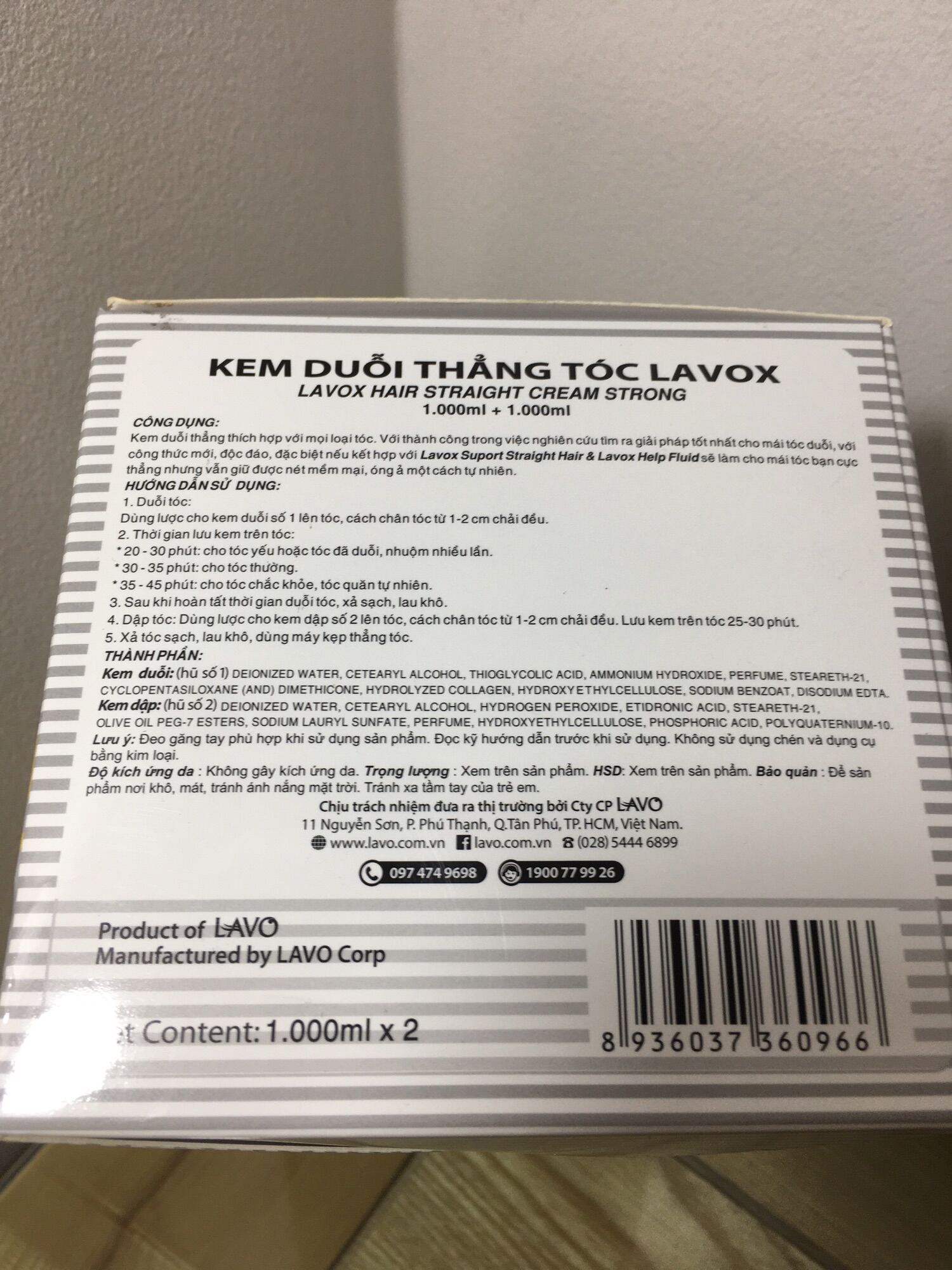 Thuốc duỗi LAVOX (cặp 2 hũ) công thức mới 500mlx2