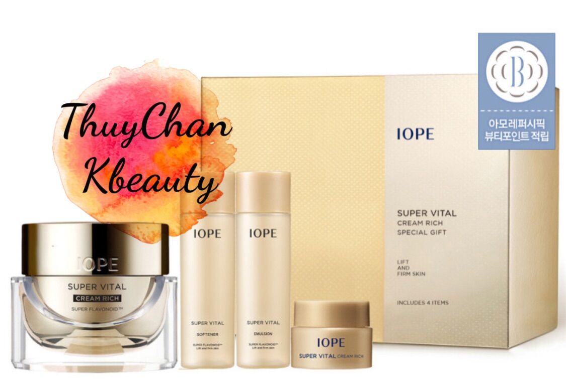 Set kem dưỡng da cao cấp chống lão hoá IOPE Super Vital Cream Rich 50ml+quà tặng kèm