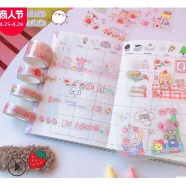 Hộp 5 Cuộn Washi Và Sticker Dán Trang Trí