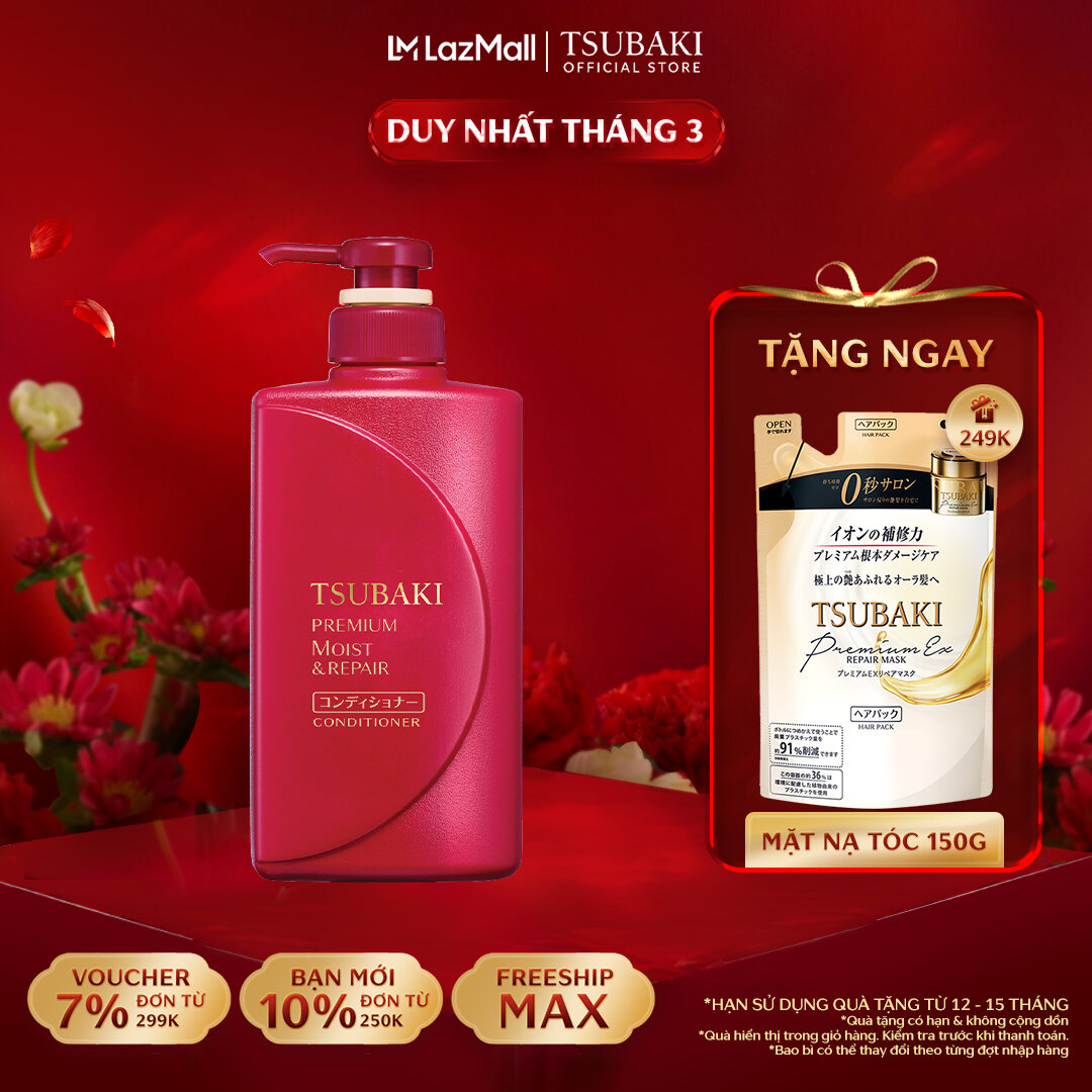 Dầu xả Dưỡng tóc bóng mượt Tsubaki Premium Moist Conditioner 490ml