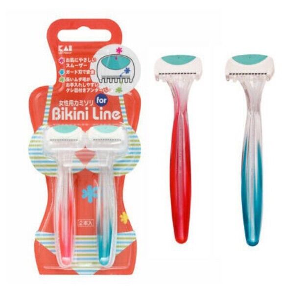Set 2 dao cạo vùng Bikini Kai - màu xanh đỏ
