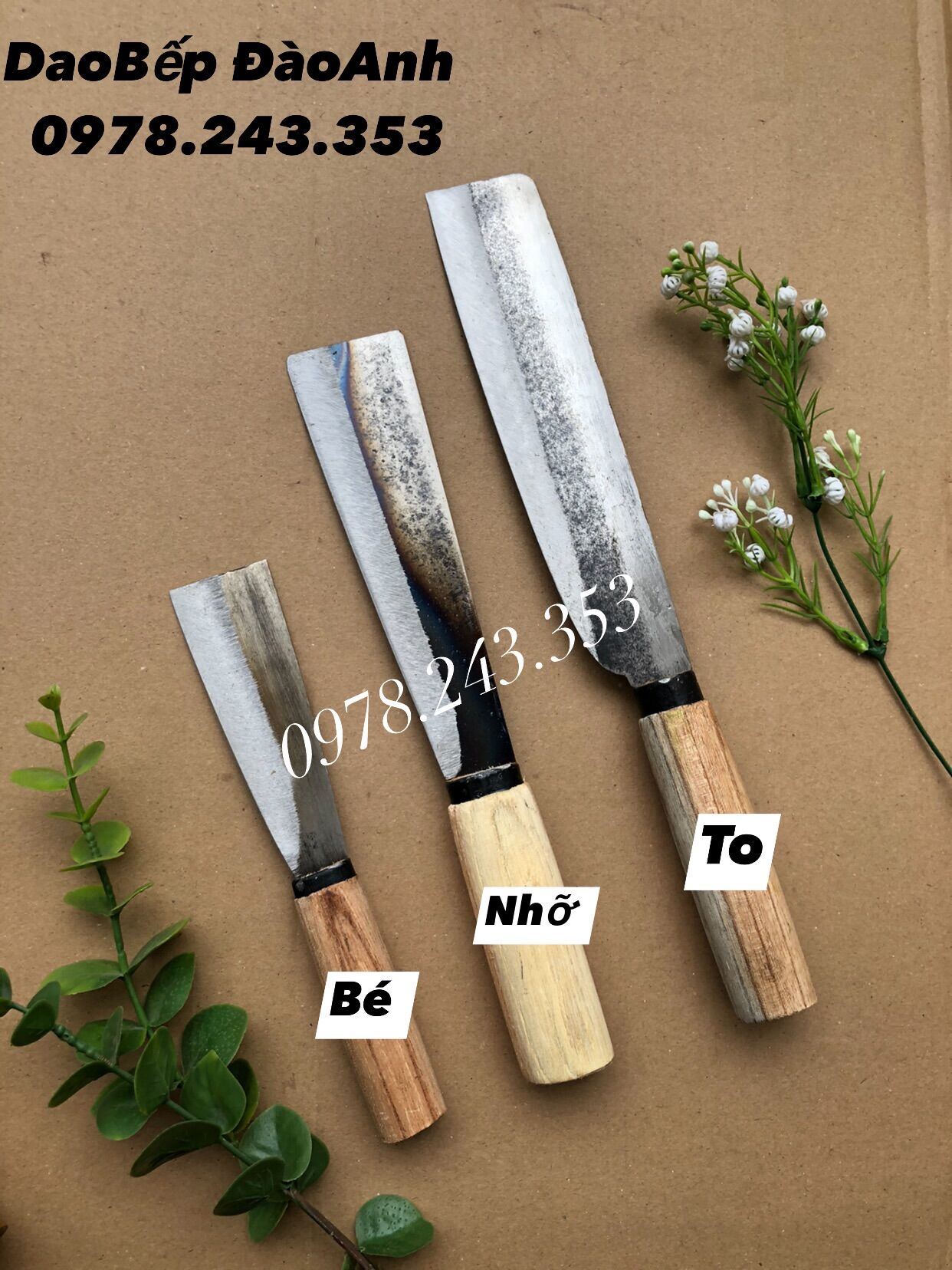 Dao bổ cau thép lưỡi cưa 3 cỡ