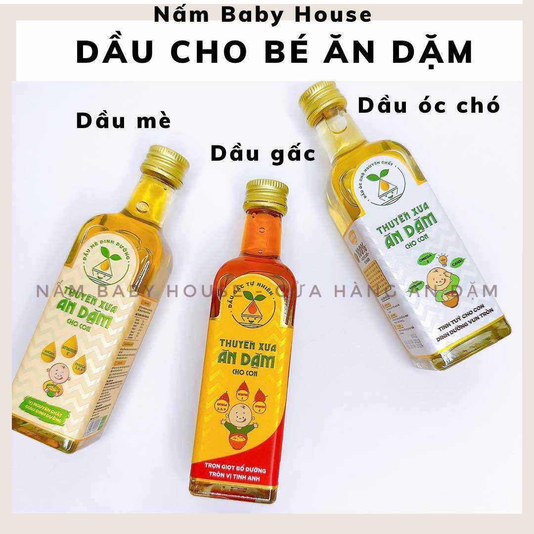 Date 2025 Dầu gấc, mè, dầu óc chó Thuyền Xưa cho bé ăn dặm từ 6 tháng
