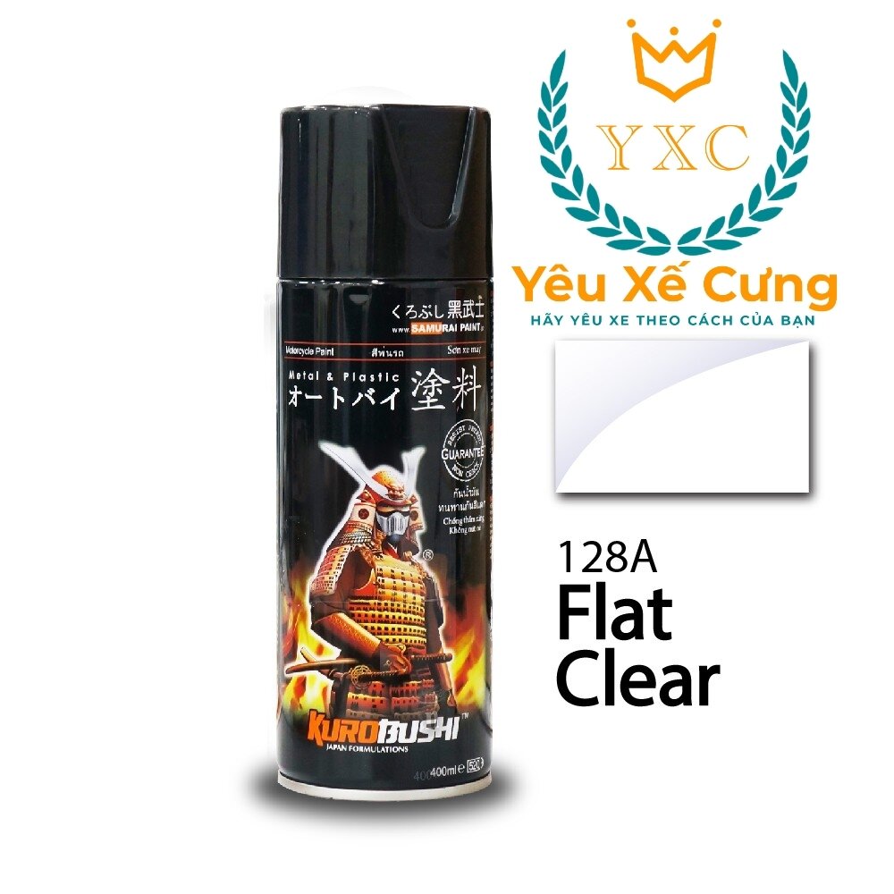 128a _ chai sơn xịt sơn xe máy samurai 128a màu trong mờ _ flat clear