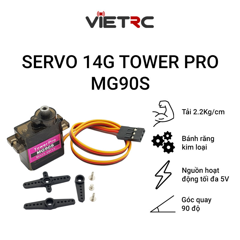 Động cơ servo nhông kim loại 14g Tower Pro MG90S