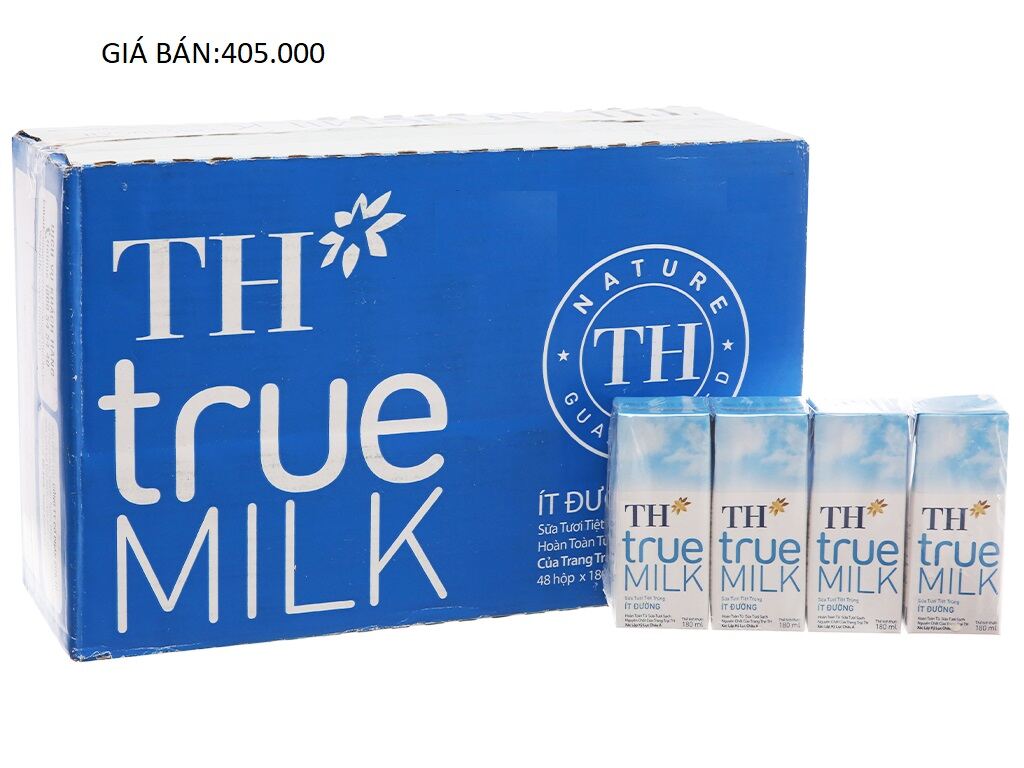 Sữa TH true milk ít đường 180mlx48