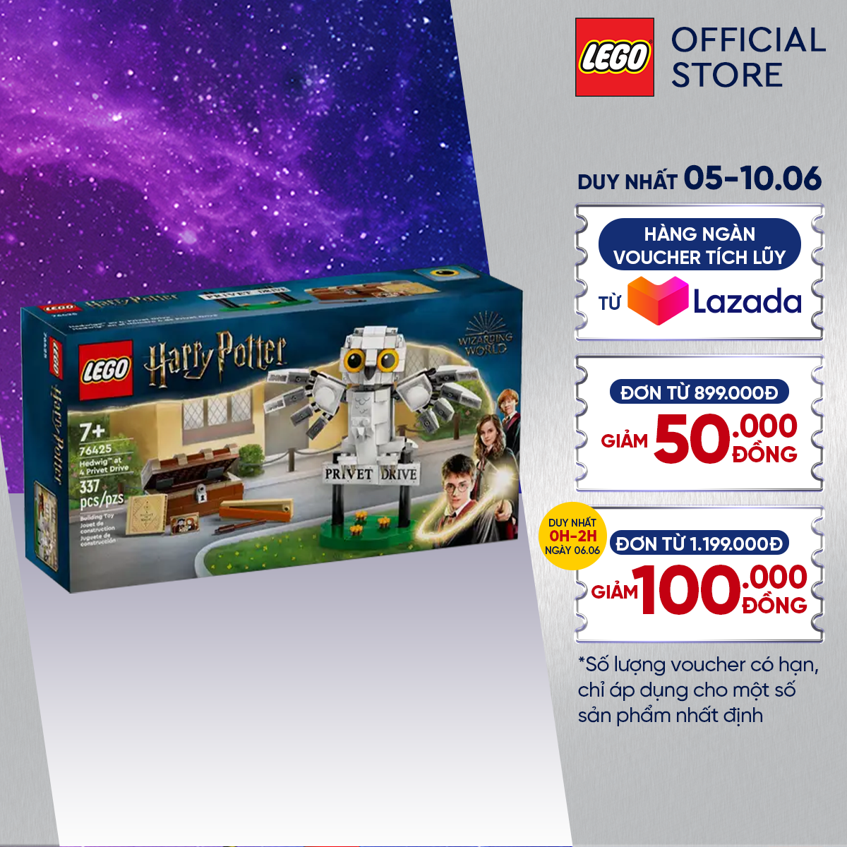 LEGO HARRY POTTER 76425 Đồ chơi lắp ráp Cú tuyết đưa thư Hedwig (336 chi tiết)