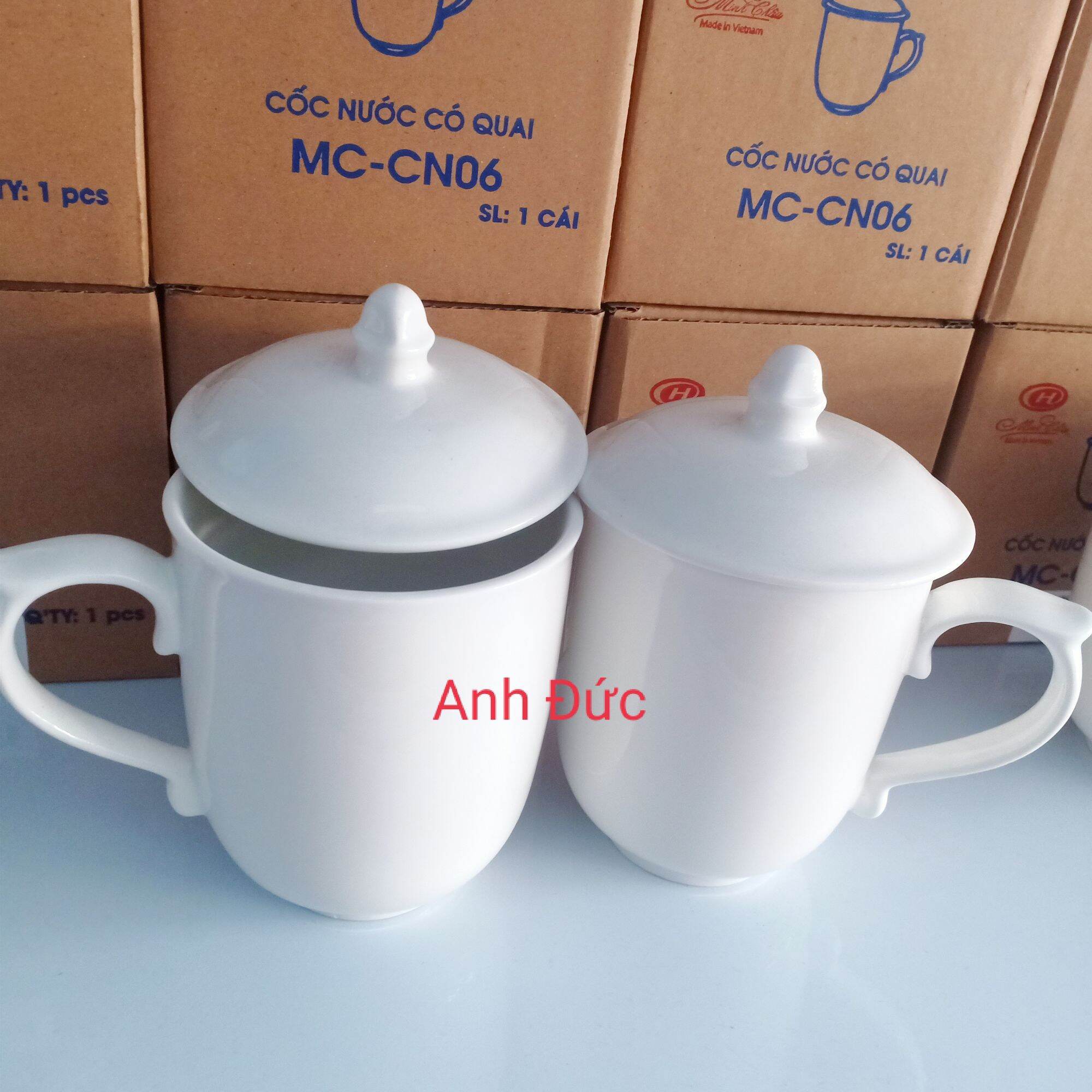 Combo 02 Ly sứ cao cấp Minh Châu có nắp 300ml