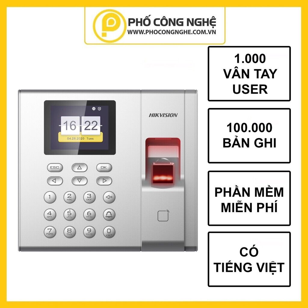 Máy chấm công vân tay hikvision ds-k1t8003f