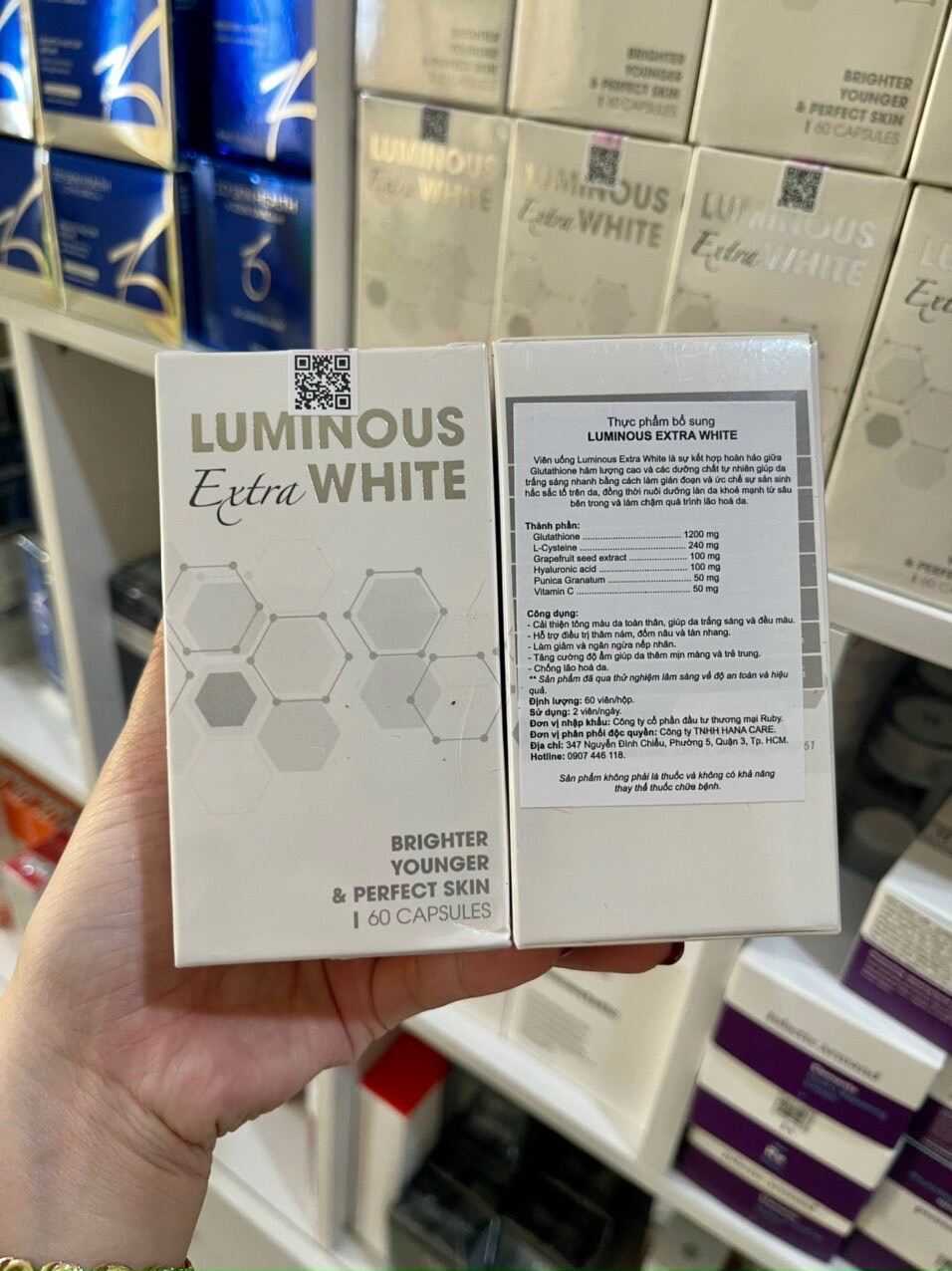 [Chính hãng] Luminous Extra White - Viên uống trắng da, chống nắng, mờ nám, tàn nhang, thâm mụn, hạn chế lão hoá