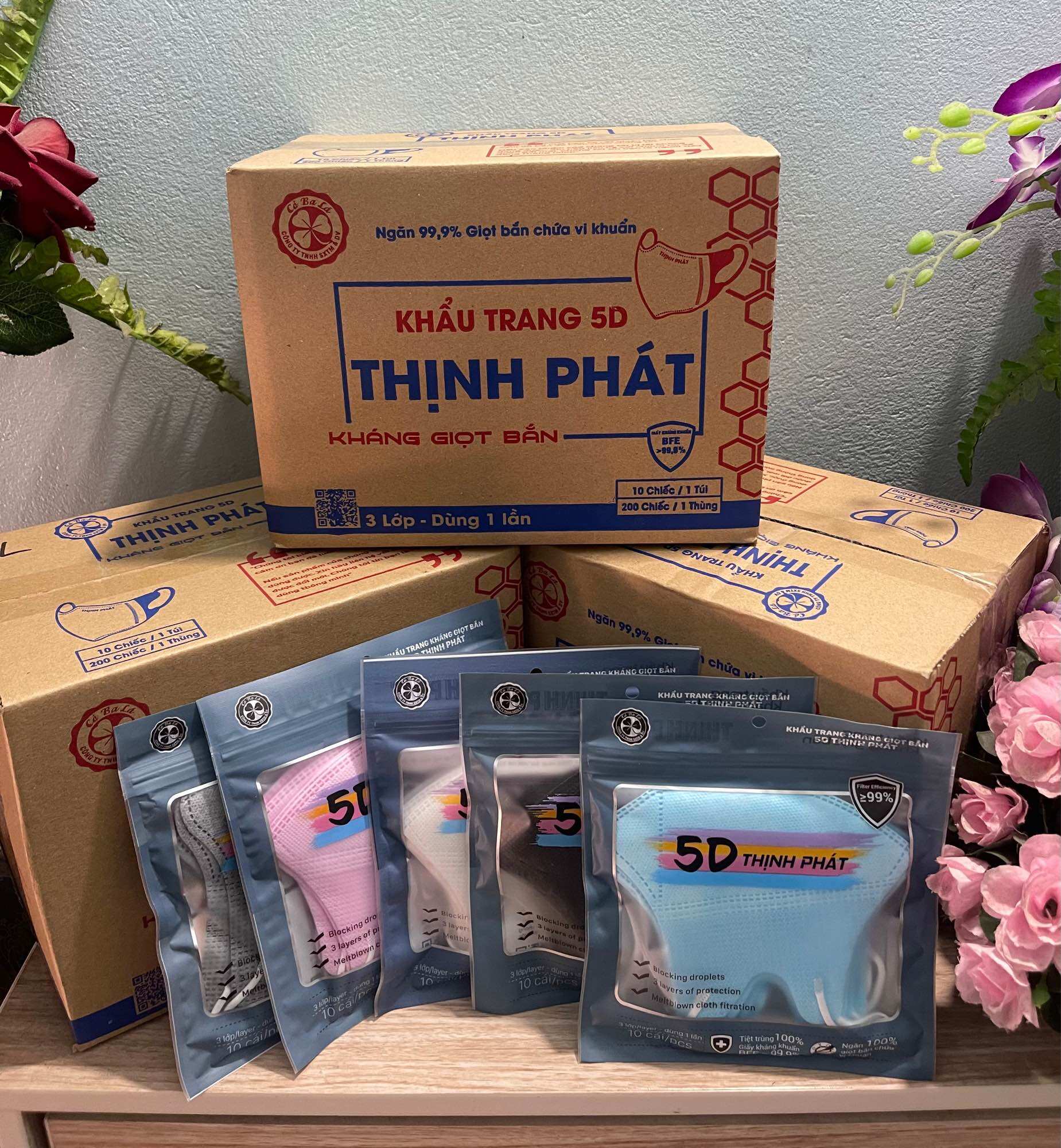 400 chiếc khẩu trang 5d thịnh phát - 3 lớp kháng khuẩn