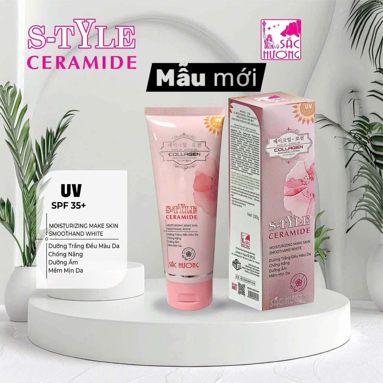  Kem body sắc hương make up nâng tone da dưỡng ẩm trắng da collagen 