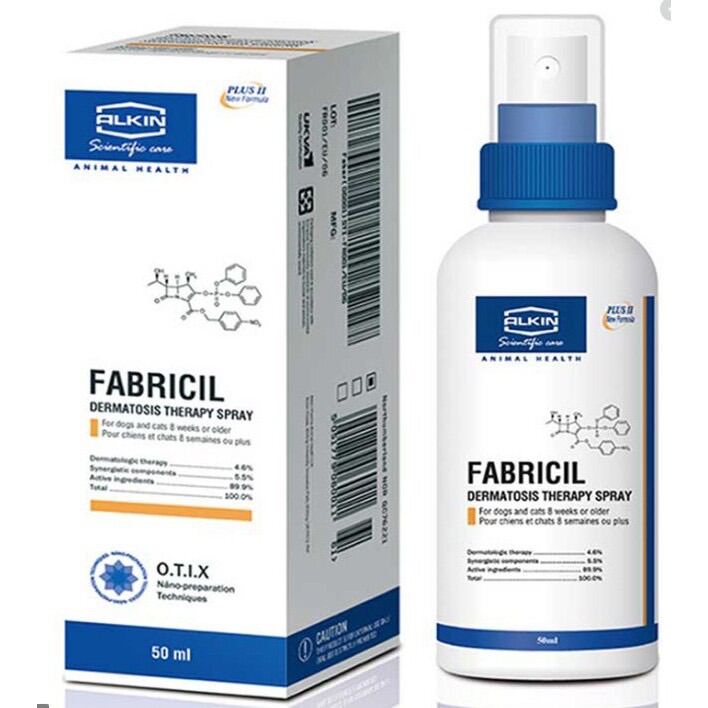 Xịt ALKIN FABRICIL Trị Viêm Da, Da Có Mủ, Ngứa Cho Chó Mèo 50ml