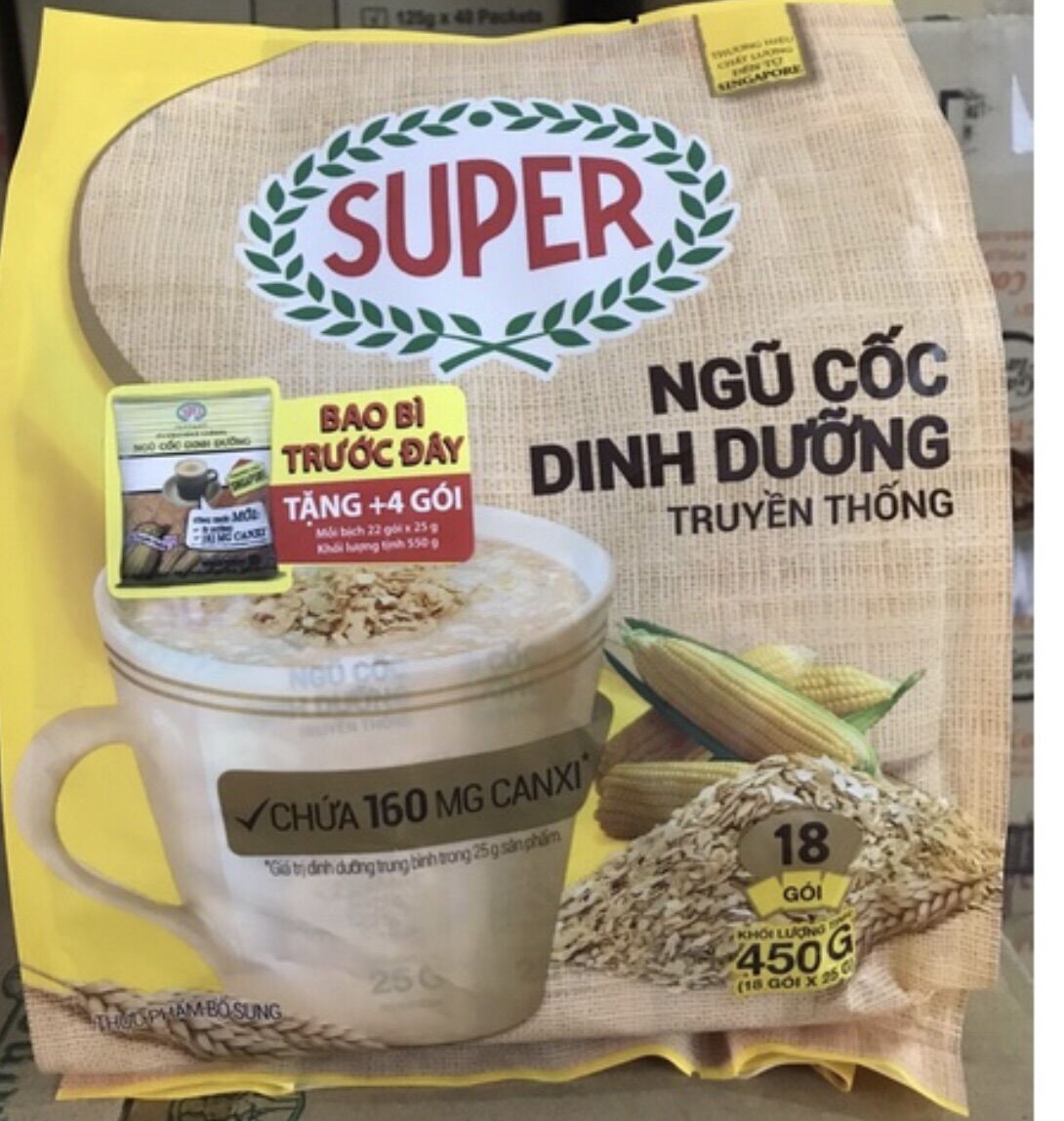 Mẫu mới  Ngũ Cốc dinh dưỡng super singapo  450g(18g*25g)nhap khau malaysia